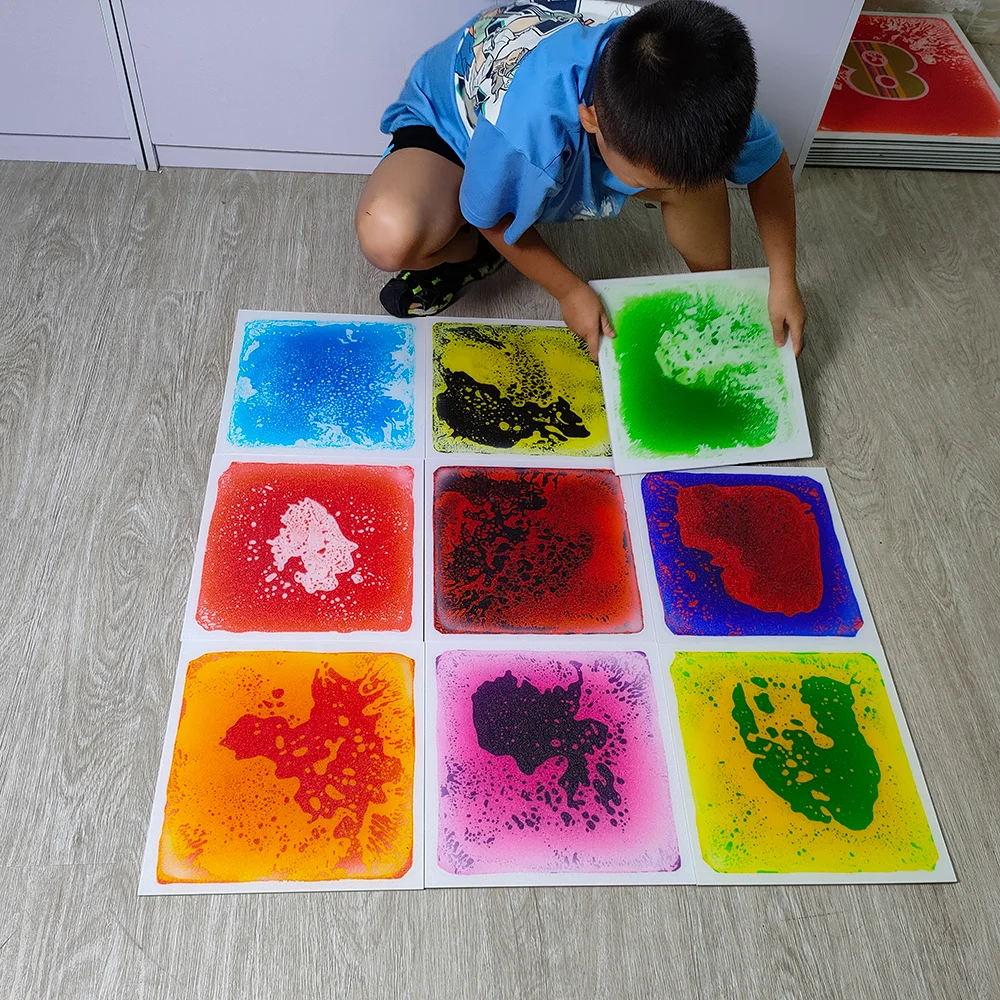 Hot Sale Sensory Room Equipment Self Adhesive Kids PVC Gel Mat Floor Tile Color Liquid Sensory Mats for Autistic Children