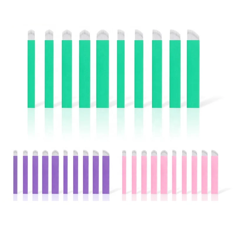 Tattoo Hand tool Needles Lip Eyebrow Blades 12F 16U Permanent Makeup 14 Manual Microblading Needles