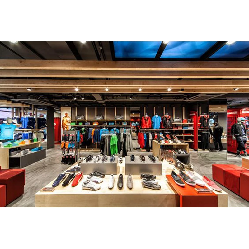 High Quality Customization Clothes Shop Design Gold Sports Shop Interior Exhibition Booth For Sport Clothes