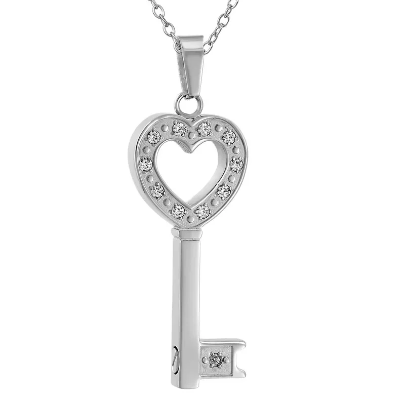 Titanium Steel LOVE Key Pendant Perfume Bottle Urn Necklace for Men Women Stainless Steel Jewelry for Ashes Memorialization
