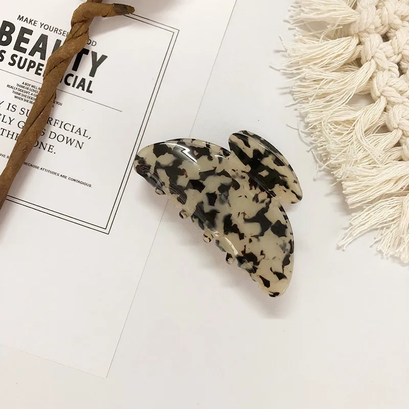 Wholesale Hair Accessories OEM Custom Engraved Logo Tortoise Cellulose Acrylic Crab Hair Claw Clips