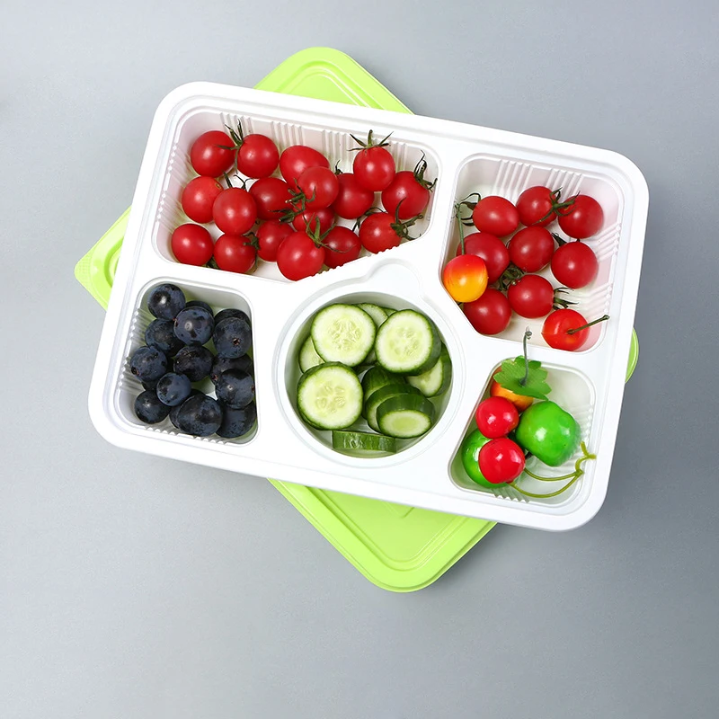 Lucky Time Customized Reusable Fruit Packaging Compartments Containers Plastic Tray Plates