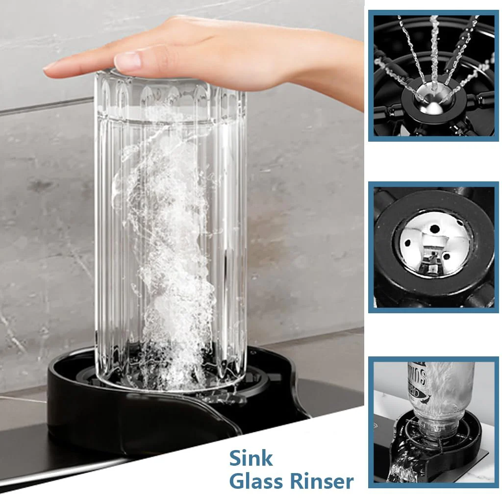 High End Kitchen Sinks One Piece Waterfall Faucet Stainless Steel Single Black Smart Kitchen Sink Sets