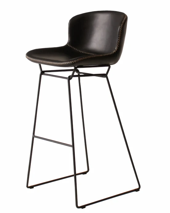Production of modern simple retro leather fabric bar chair iron high foot bar chair