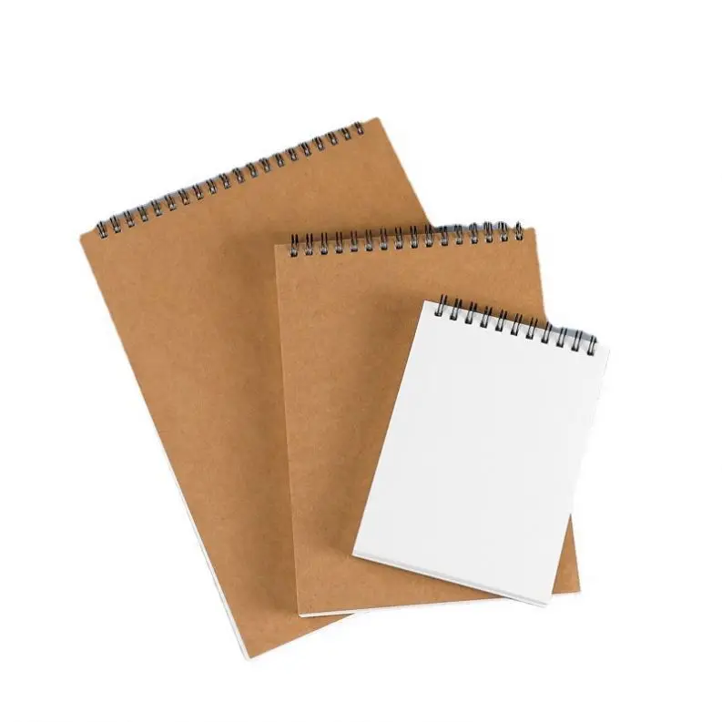 Спиральная тетрадь для рисования скетчей A3/A4 крафтовой обложки пустые скетч-блоки Проволочная бумага отслеживания акварельная живопись 30