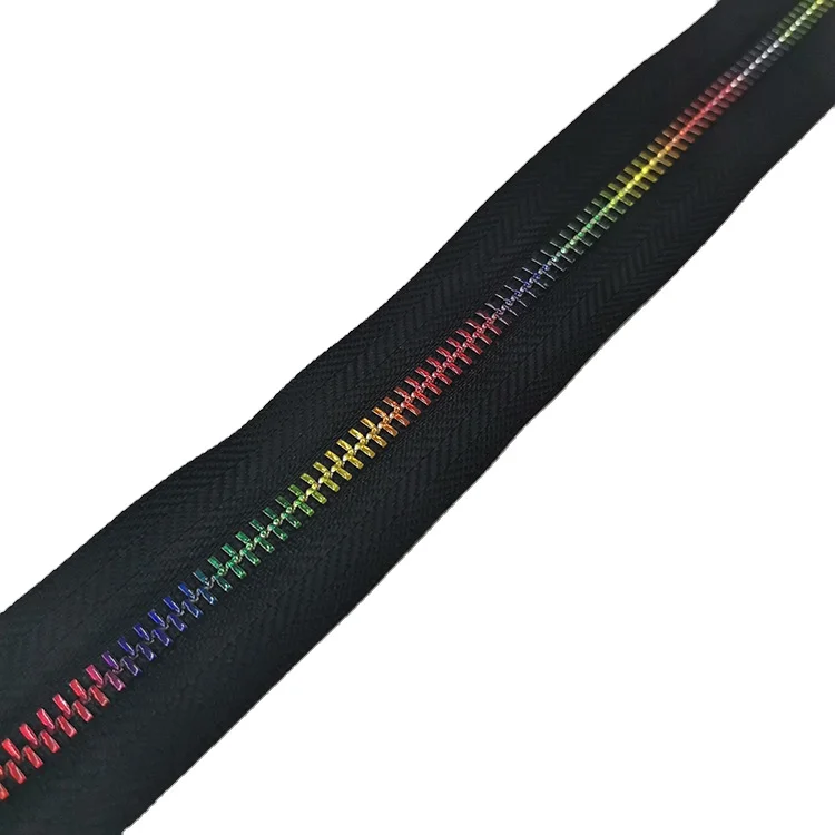 Высокое качество #5 длинная цепь серебряные зубья молния рулон красочные металлические молнии