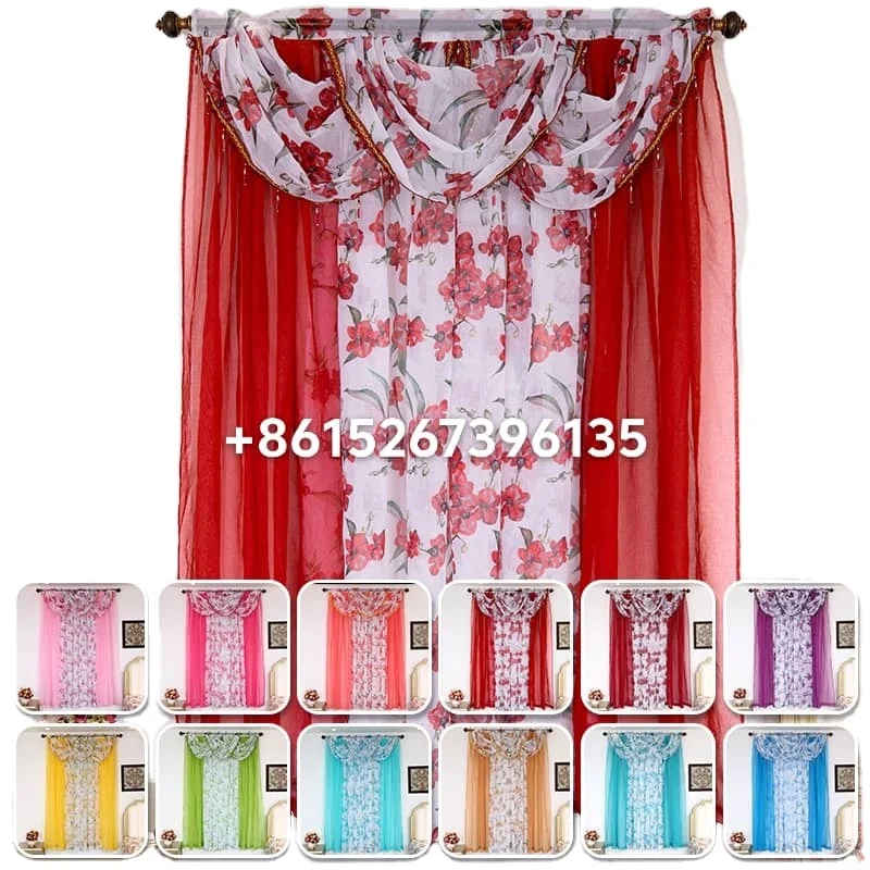 stock america style floral cheap window blackout curtains for living room valance room curtain drape rideau