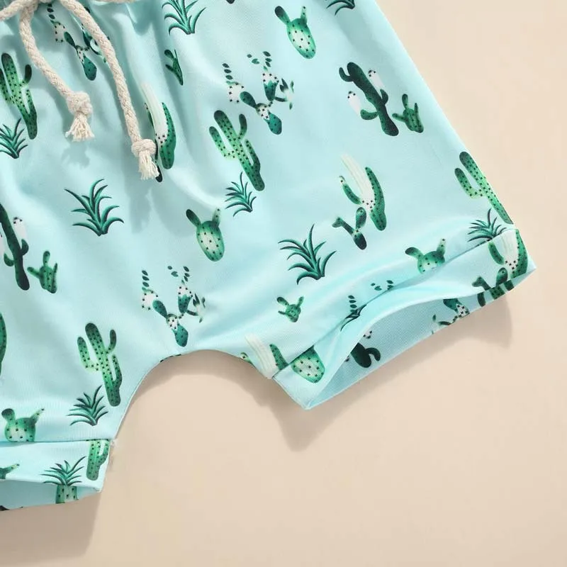 Baby Kids Summer Wear Solid Color Boys Short sleeve T-shirt+Shorts Print Shorts Two-piece Set Custom Mothers Day Clothing