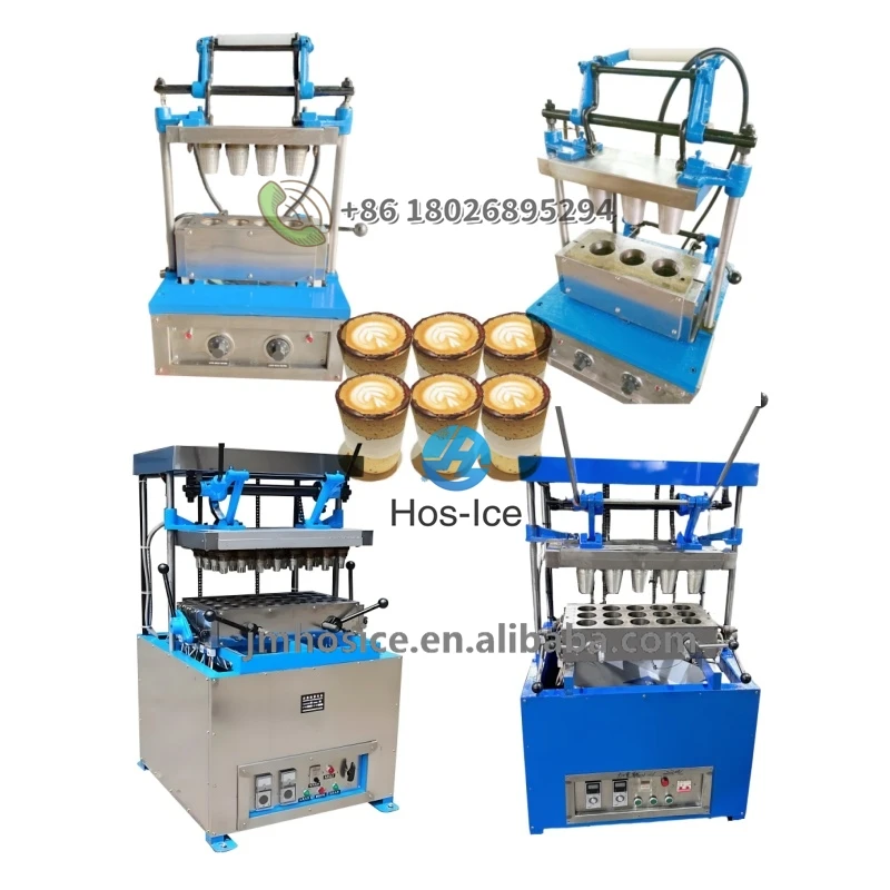 Manual Ice Cream Coffee Cone Machine 4 MOLDS Semi-automatic Machine for Making Ice Cream Cones Customized logo and Size