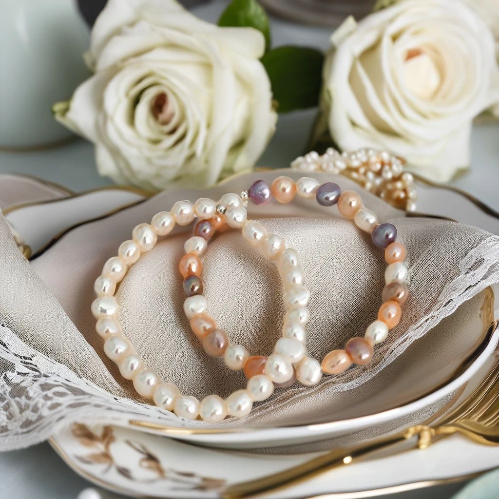 Retro Fashion Pearl Fresh Water Pearl Profiled Bracelet Mixed Color Pearl Bracelet Female