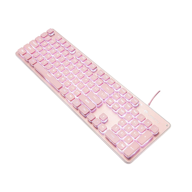 Best selling pink luminous cool 104-key waterproof mechanical wired home office computer gaming keyboard