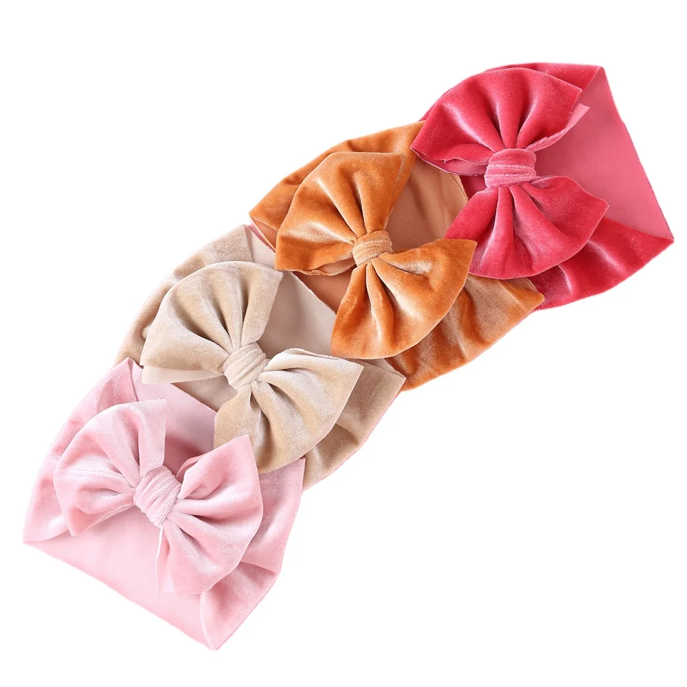 RTS lovely big bow headbands baby girl velvet material baby bows girls headband trendy infant toddler accessories hair band