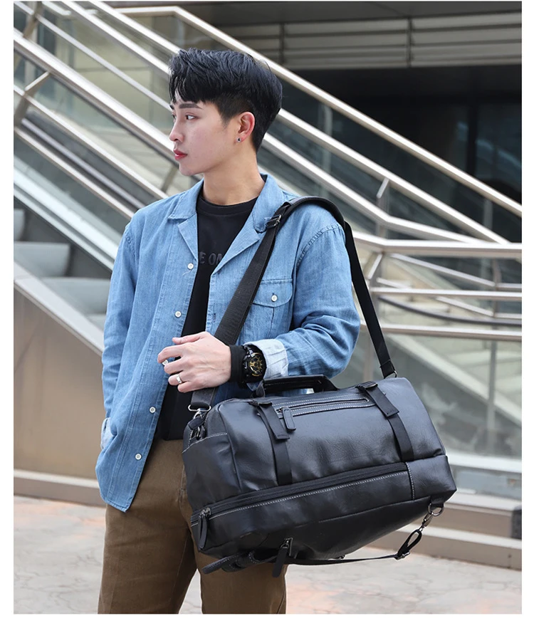 Large Capacity Vintage PU Leather Travel Backpack for Men Fashionable Luxury Laptop Computer Bag for Business Use