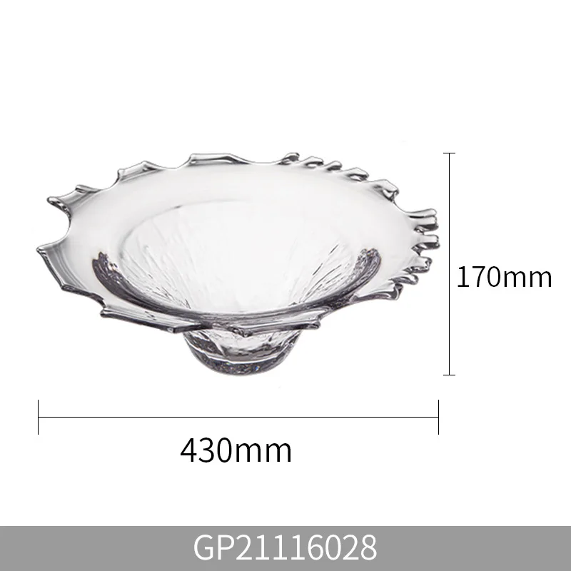 Glass tableware container decoration fruit plates stand transparent glass salad bowl light weight