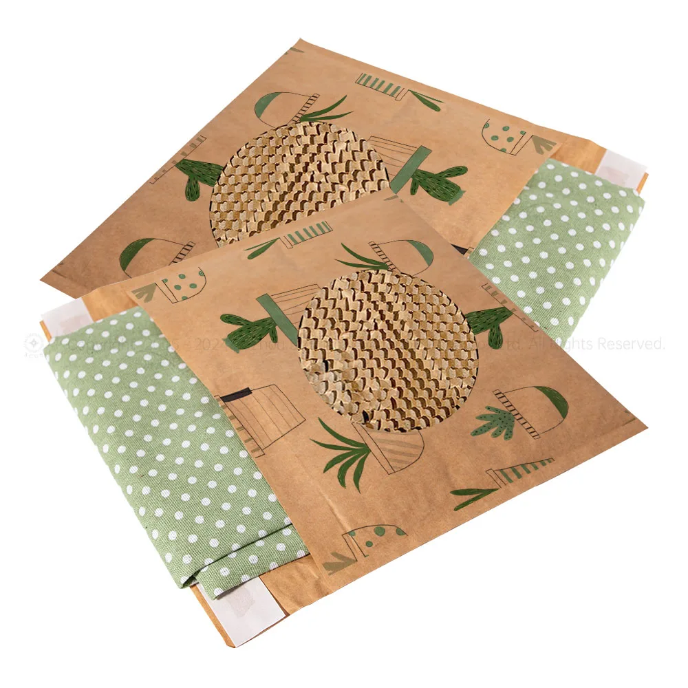 Compostable Customization Shipping Envelopes Eco Friendly Mailers Biodegradable Kraft Paper Honeycomb Mailer Bag