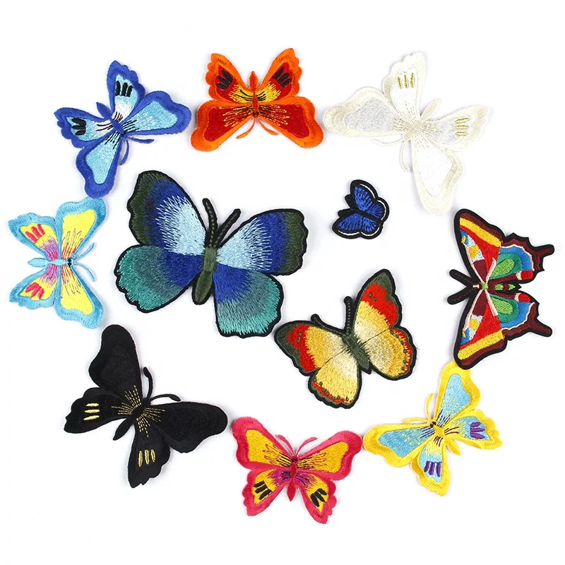 New Design Colorful Butterfly Iron On Backing Garment Badges Embroidered Patches and Applique