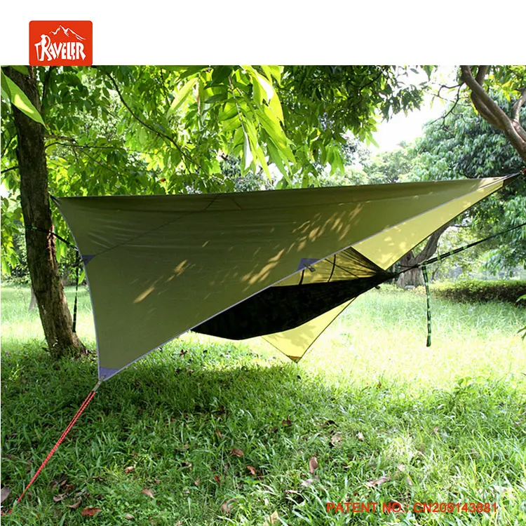 Combo set portable camping hammock with mosquito net and rain fly tarp for outdoor camping
