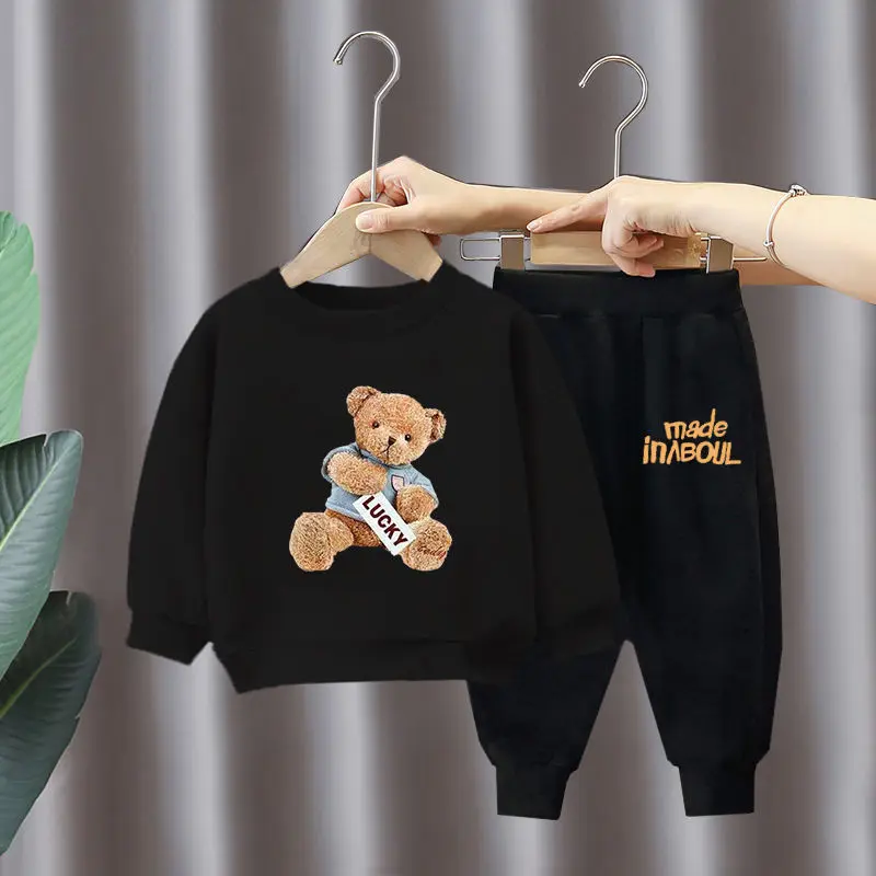 Green Horizon Kids Boy Clothes Set Spring Autumn Long Sleeve Teddy Bear Tracksuit Clothes Baby Boy Set Two Piece Clothing Sets