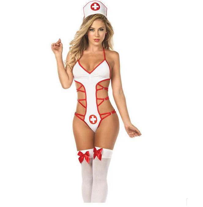 High Quality Sexy Costume Erotical Sexy Red Night Lingerie Solutions Cosplay Nurse Women Underwear