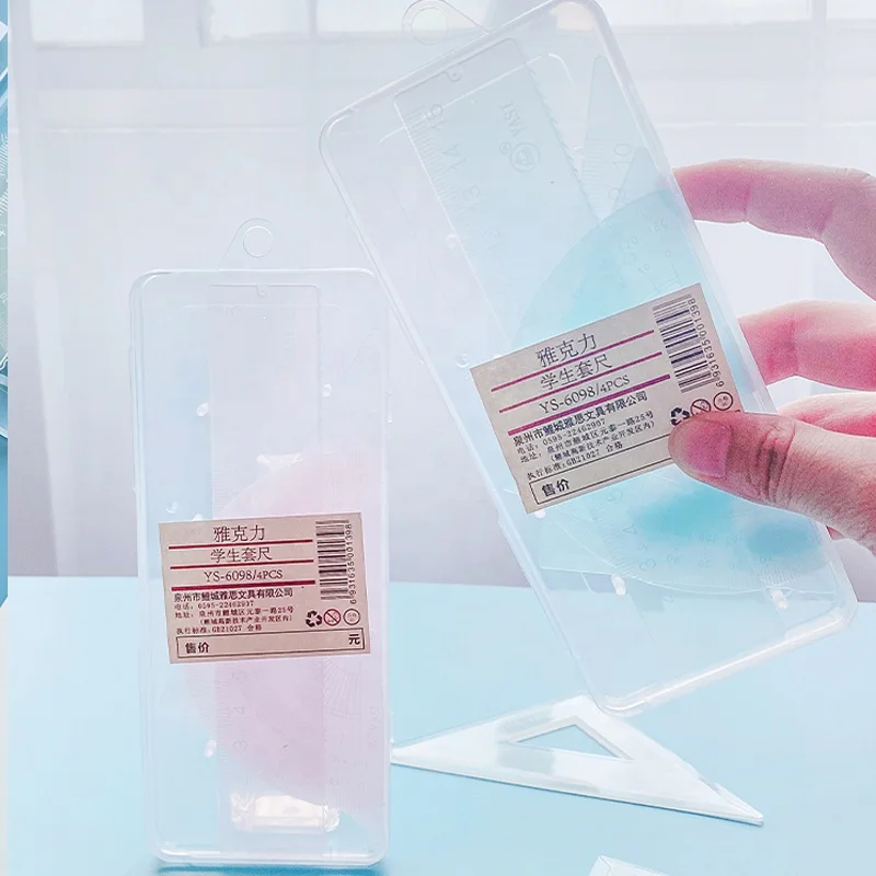 Пластиковая линейка ANDSTAL 4 в 1, набор линейки в полипропиленовом ящике для хранения, линейка для школы, математические принадлежности