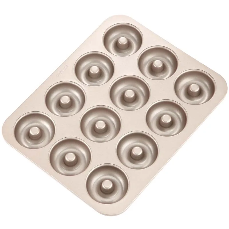 
CHEFMADE Factory Wholesale 12 Cup Carbon Steel Non Stick Ring Donut Mold Cake Pan Bakeware Tray Baking Dish 