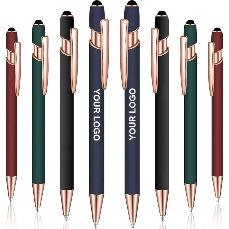 LCC618 Customizable Logo Stylus Pen Printed/Printing Brand Stylus Soft Touch Metal Ballpoint Pen Promotion Pens with Custom Logo