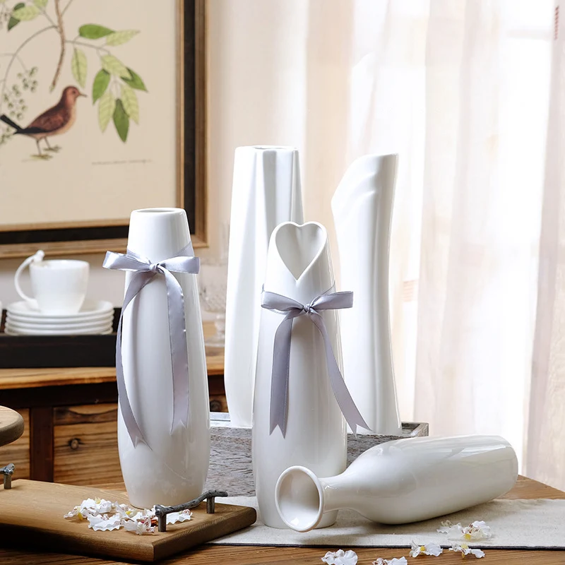 Wholesale Ceramic jade vases creative modern white minimalist for home living room decorations hydroponic flower arrangement