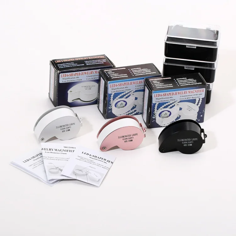 MG21011 Folding White LED Illuminated Loupe Jewelry Magnifier Magnifying Glass