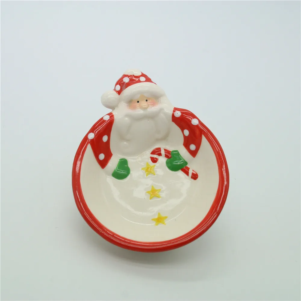 Wholesale ceramic plates christmas snowman food plate dish with high quality holiday decoration