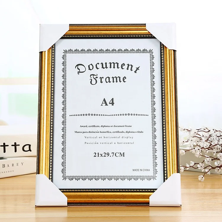 Wholesale wood frame PS foam photo frame A3/A4 wall hanging certificate picture frame