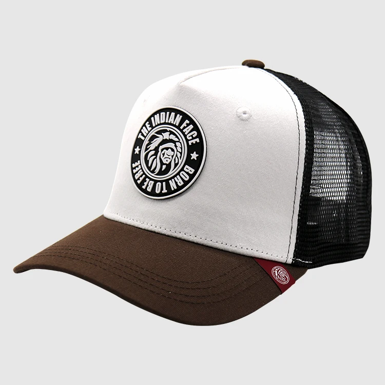 Custom 5-Panel Trucker Hat Cap 100% Cotton Mesh Adult Outdoor Casual Summer Use Rubber Patch Embroidered Logo Baseball Cap Style