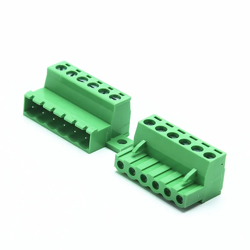 6 Pole 5.08mm Spaced Pcb Pluggable Insulated Terminal Blocks Plug and Socket with Fixed Ear