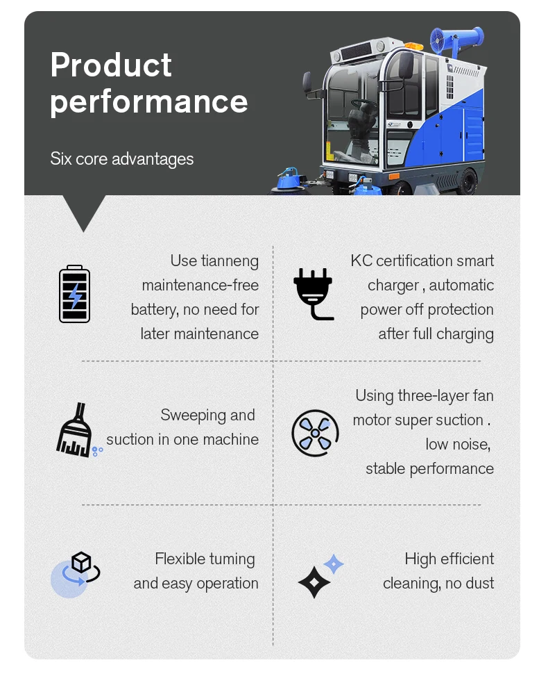 Industrial Floor Sweeper Street Road Cleaner Driving On Cleaning Machine Floor Sweeper