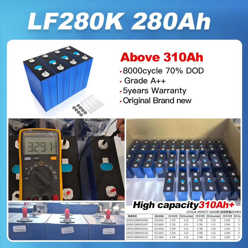 USA Stock 3.2V 280Ah Lifepo4 Battery Rechargeable Cell free tax Prismatic lifepo4 batteries Europe stock for home energy storage
