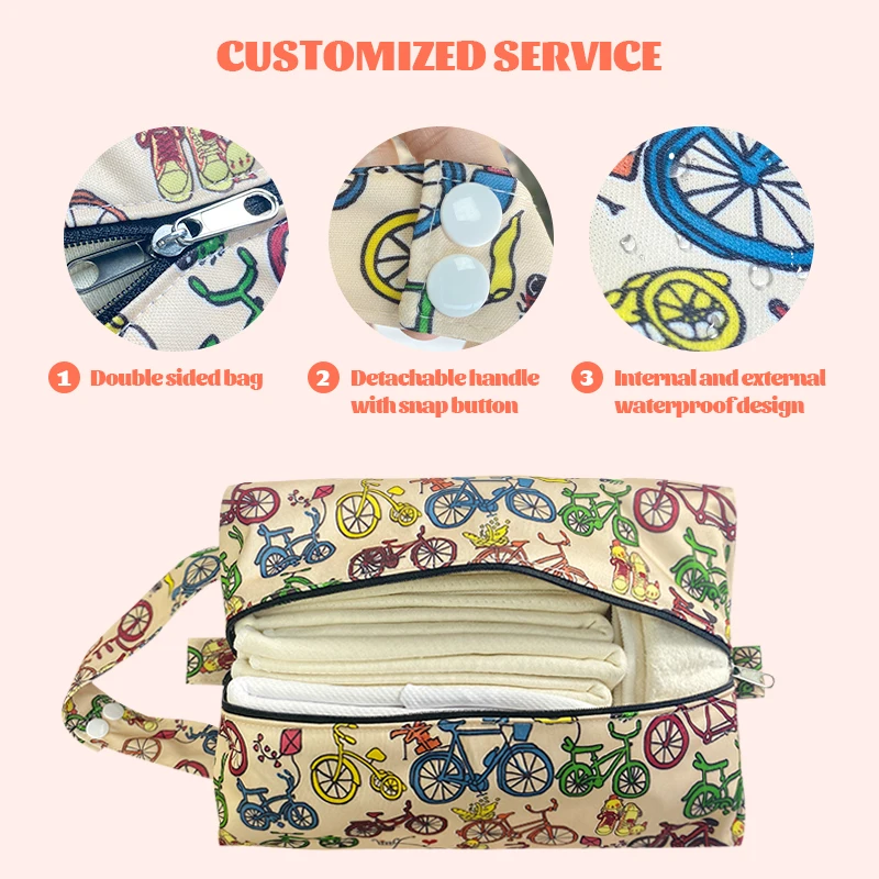 Waterproof Diaper Bag Portable Diaper Pods Reusable Travel Pod Washable baby wet bag