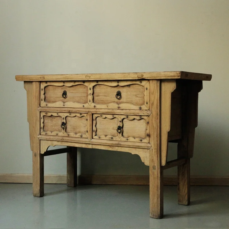 Console cabinet Chinese antique custom Elm wood drawer shelf bespoke furniture wooden reclaimed wooden reproduction cabinet