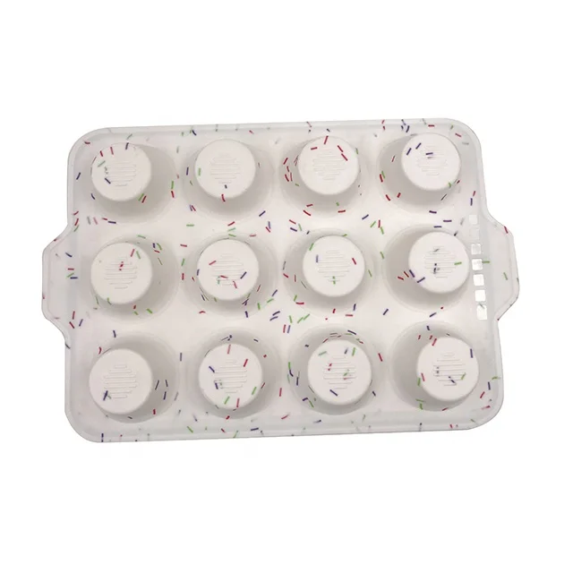 Silicone Muffin Pan12 Cups Cupcake Baking Pan Stainless Steel metal frame inside BPA Free Dishwasher Microwave Safe