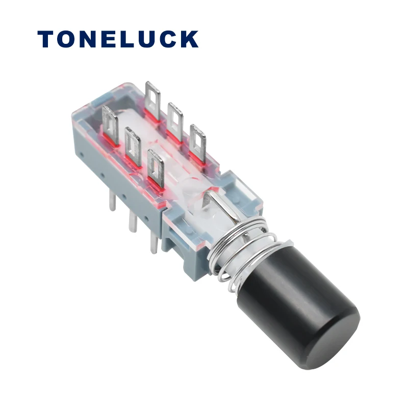 TONELUCK Round Black Capped Key Switch 0.1A 30V 6 Pin Straight Key Switch