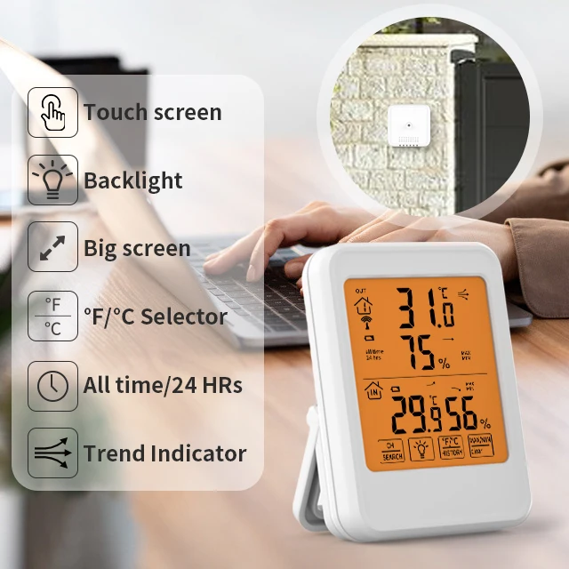 Wireless Thermometer Indoor Outdoor Thermometer Digital 433 MHz Wireless Temperature and Humidity Monitor