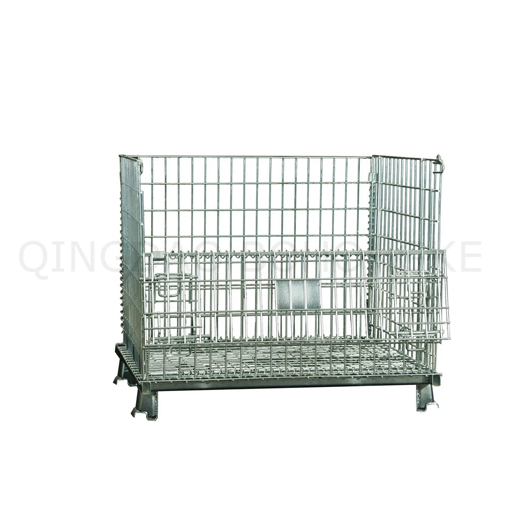 BHK35 stackable Steel Wire Mesh Rolling Cages container For material easy storage with high quality