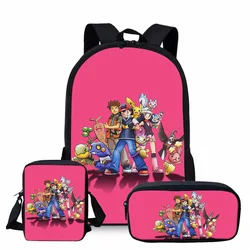 3PCS School Bag Set Cartoon Anime Pokemon Kids Backpack Girls Boys Orthopedic Children Travel Daypack Pikachu Bookbags