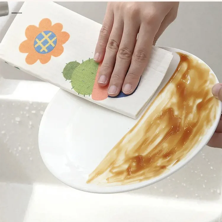 Wood pulp cotton Rags Innovative kitchen Hydrophilic dish cleaning cloth washing wipes Utensils For Kitchen