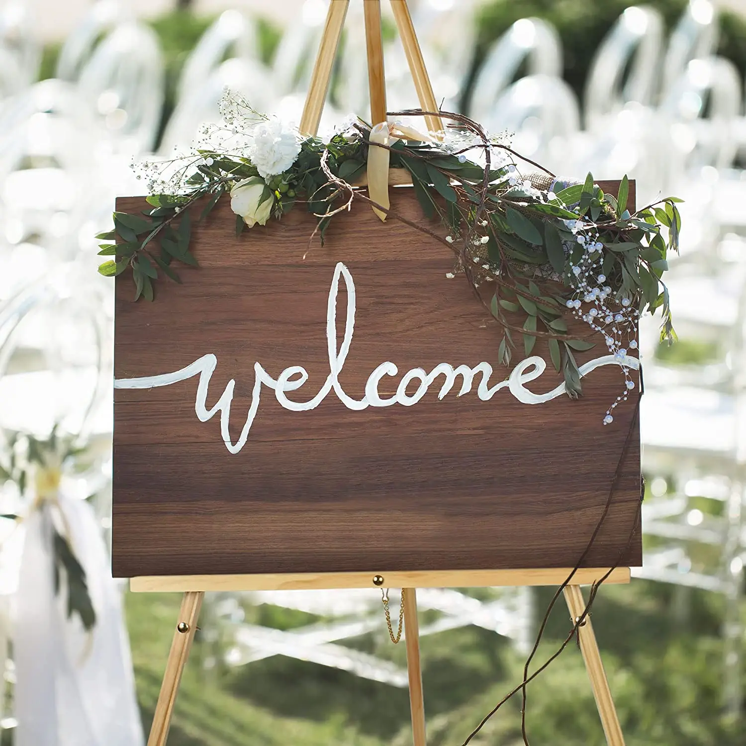 Wooden Display Easel with Adjustable Canvas Holder,A-Frame Tripod Easel Stand Floor Easel for Wedding Signs, Posters, Paintings