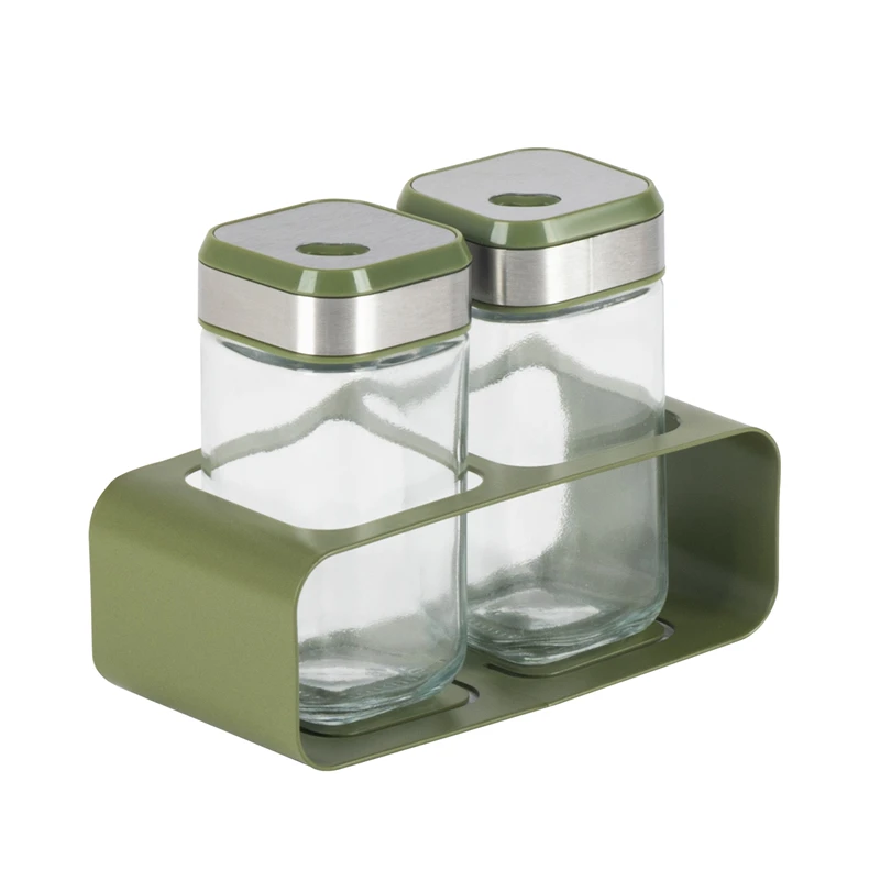 LINK LIFE Custom Red Stainless Steel Glass Red Salt and Pepper Shaker 2 in 1