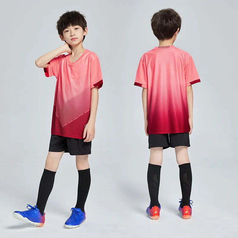 New Kids Football Uniforms Boys Girls Soccer Jerseys Sets Youth Short Sleeve Kit Shorts Children Soccer Shirt Suit Sportswear