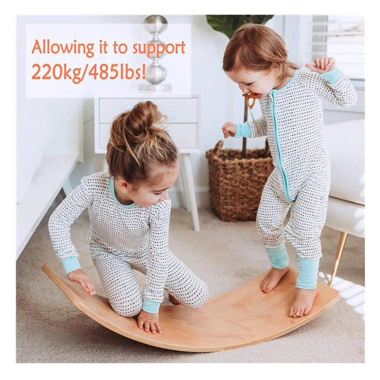 OEM New Design Kids Wood Balancing Standing Yoga Stability Rehabilitation Trainer Fitness Wooden Wobble Balance Board