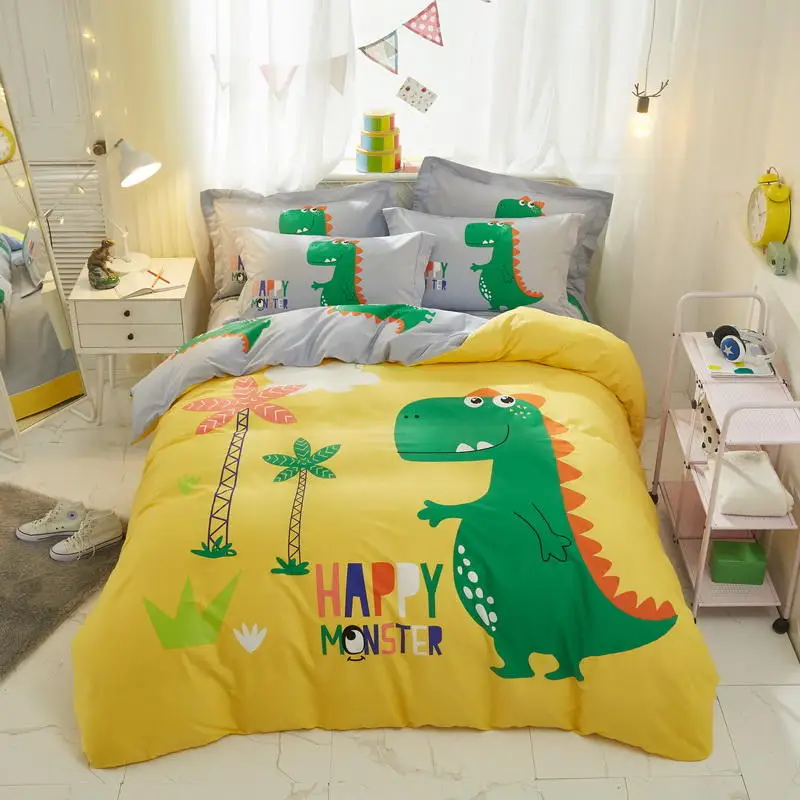 Комплект постельного белья из 100% хлопка с рисунком динозавра для детей