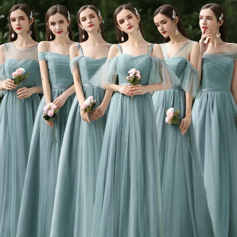 New Design Blue Off Shoulder Long Bridesmaid Dress For Wedding Wear 2024 Casual dresses