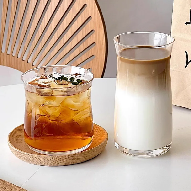High Quality Hot Milk Coffee From Transparent Glass Reverse Mouth Iced American Coffee Cups