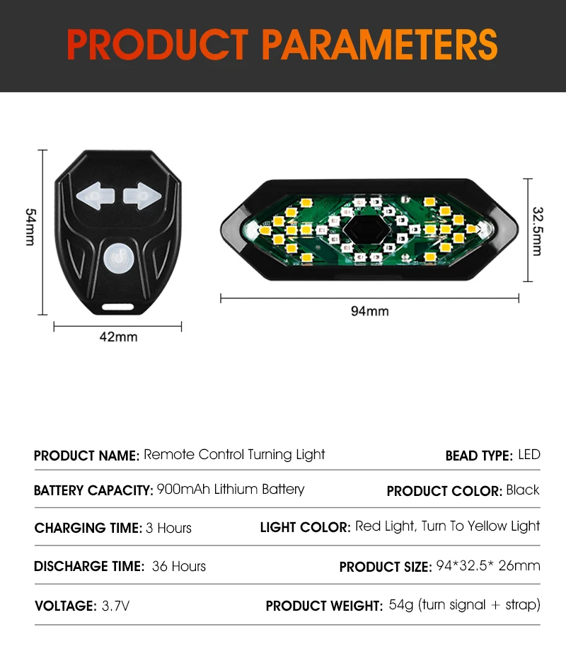 
Remote Control Direction Indicator LED Rear Light With Horn New USB Lamp Cycling Taillight Bike Bicycle Turn Signal Light 
